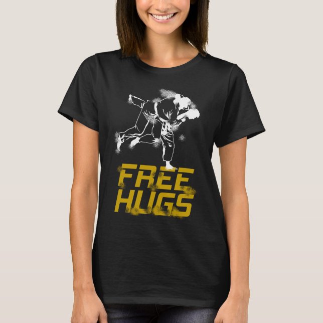 Camiseta Brasil, Cute Free Hugs Jiu Jitsu Bjj Martial, B (Frente)