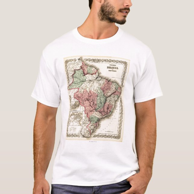 Camiseta Brasil e GuayanaPanoramic MapBrazil (Frente)