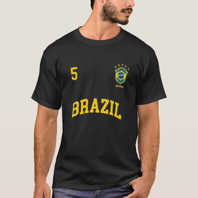 Camiseta Brasil Equipe Esportiva Número 5 Bandeira Brasilei (Frente)