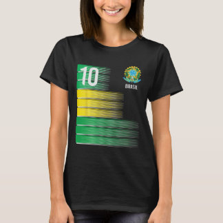 Camiseta Brasil Flag Number 10 Brazil Soccer Men Women Boys