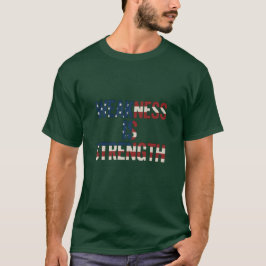 Camiseta Brasil: "Fragilidade é Força", EUA Flag T-Shirt -