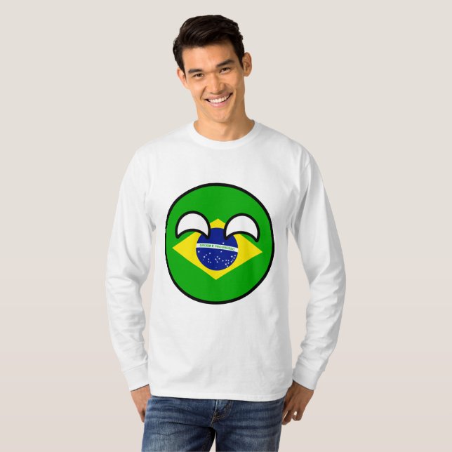 Camiseta Brasil Geeky de tensão engraçado Countryball (Frente Completa)