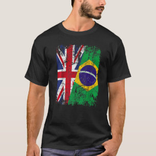 Camiseta BRASIL Half BRITAIN UK Friendship Flag BRASILEIRO