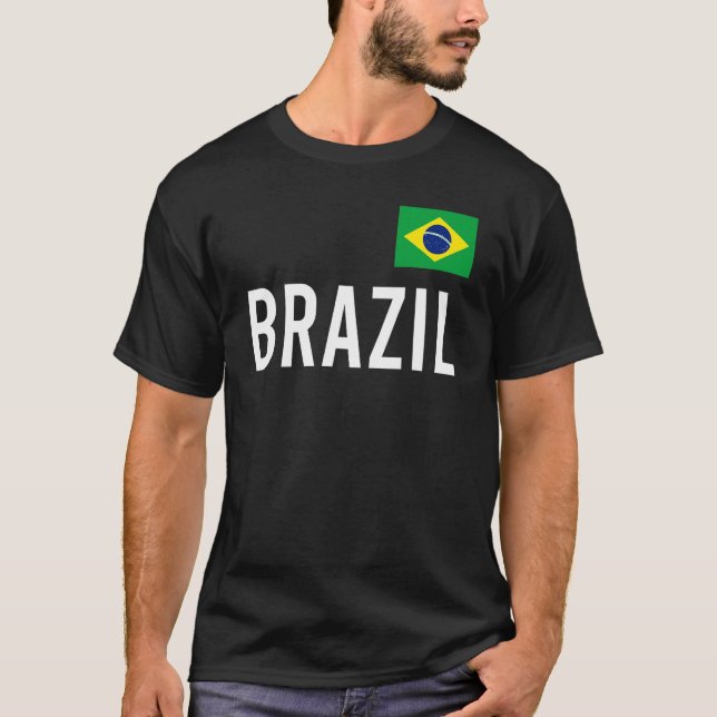 Camiseta Brasil Homens Meninos Bandeira Souvenir (Frente)