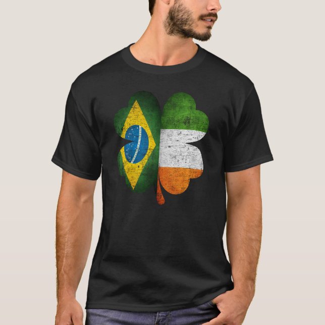 Camiseta Brasil: Irlandês Shamrock Brasil Irlanda Bandeira (Frente)