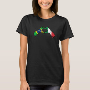 Camiseta Brasil Itália Bandeira Coração Italiano Brasileiro