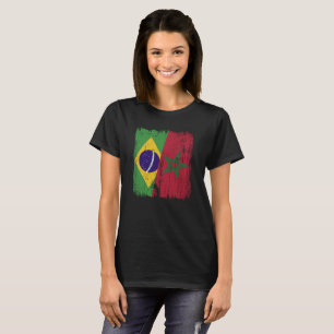 Camiseta Brasil Marrocos Meia Bandeira Brasileiro Marroquin