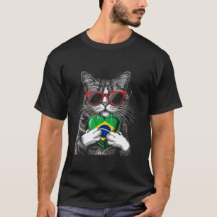 Camiseta Brasil Orgulho Brasileiro Gato Brasil Coração Bras