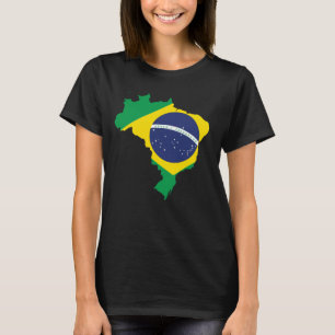 Camiseta Brasil Sinalizador T-Shirt Design de Mapa Brasilei