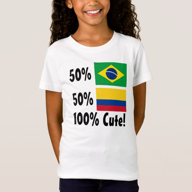 Camiseta Brasileiro de 50% 50% 100% colombiano bonito (Frente)