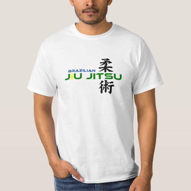 Camiseta Brasileiro Jiu Jitsu com caráteres japoneses (Frente)