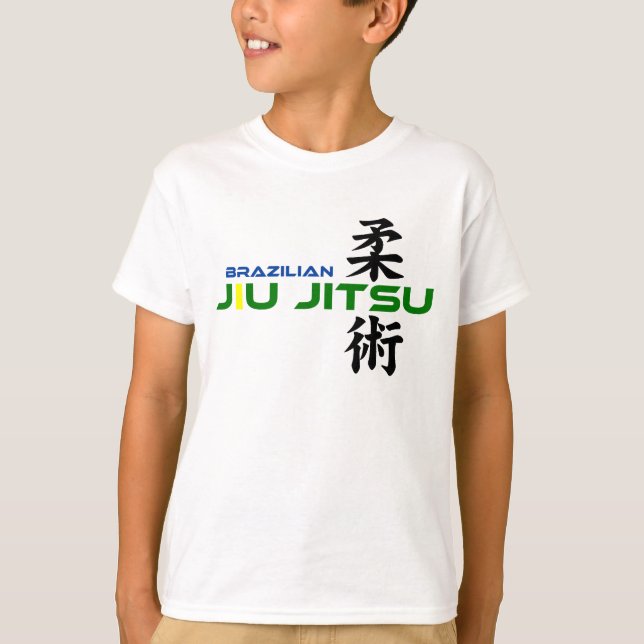 Camiseta Brasileiro Jiu Jitsu com caráteres japoneses (Frente)