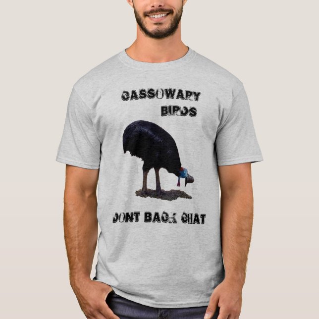 Camiseta Brássaros Cassowary Engraçados Design de Bate-Papo (Frente)