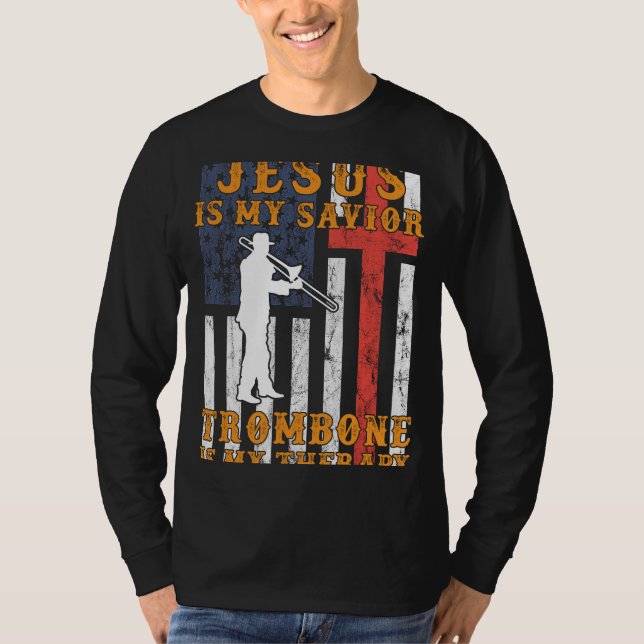Camiseta Brassy Faith: Jesus é meu Salvador, Trombone é meu (Frente)