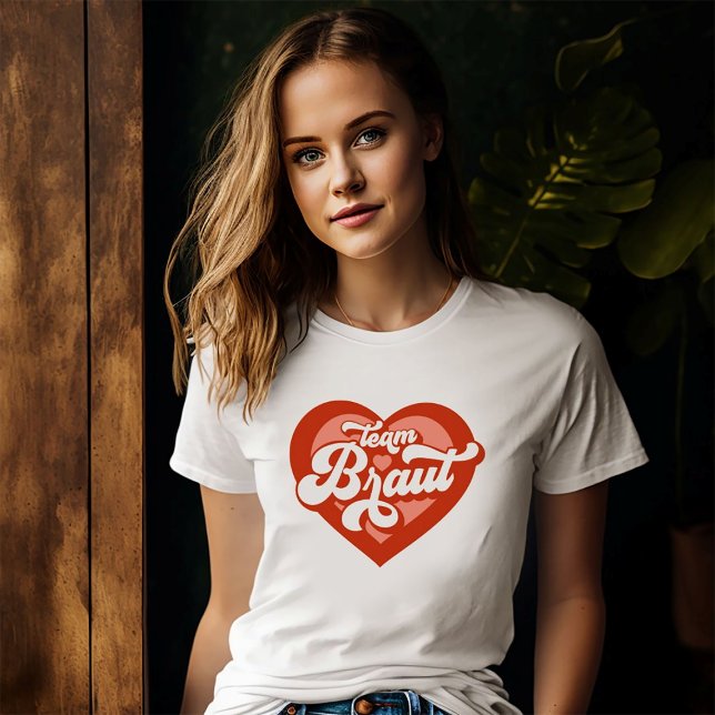 Camiseta Braut Und Team Braut Bachelorette Retro Herz (Criador carregado)