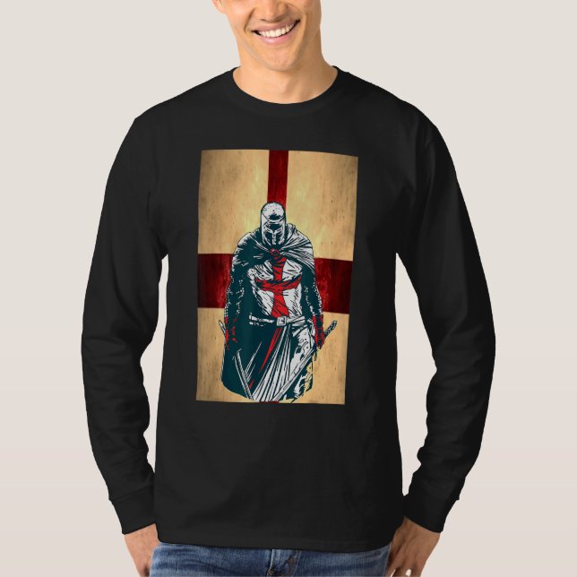 Camiseta Brave Christian Crusader Warrior England Flag Knig (Frente)