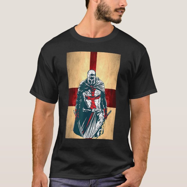 Camiseta Brave Christian Crusader Warrior England Flag Knig (Frente)
