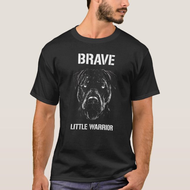 Camiseta Brave Little Warrior Dog Breed Head American Pitbu (Frente)