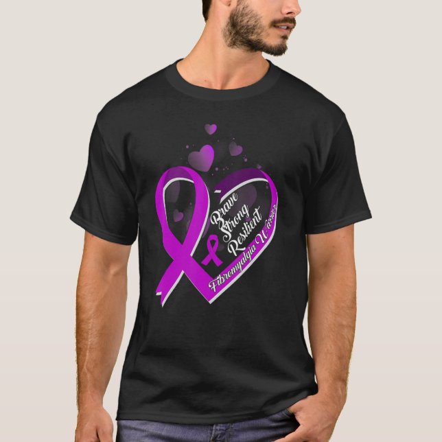 Camiseta Brave Strong Resilient Fibromialgia Guerreira Awar (Frente)