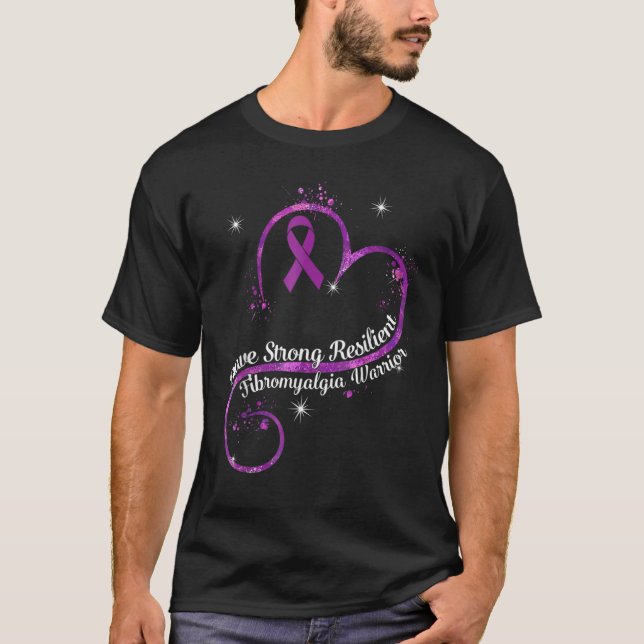 Camiseta Brave Strong Resilient Fibromialgia Guerreira Awar (Frente)