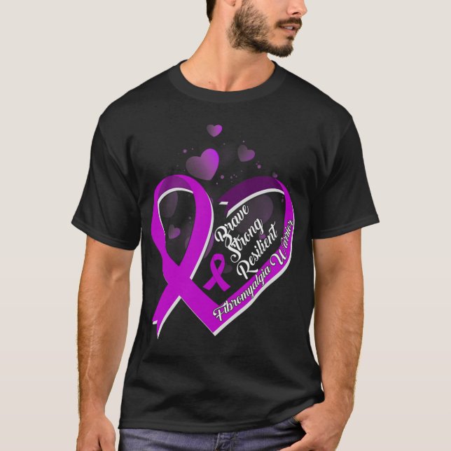 Camiseta Brave Strong Resilient Fibromialgia Guerreira Awar (Frente)