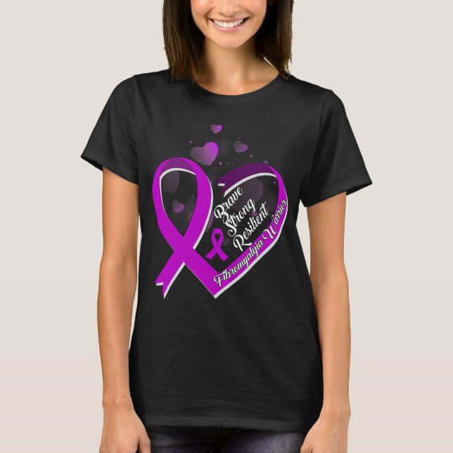 Camiseta Brave Strong Resilient Fibromialgia Guerreira Awar (Frente)