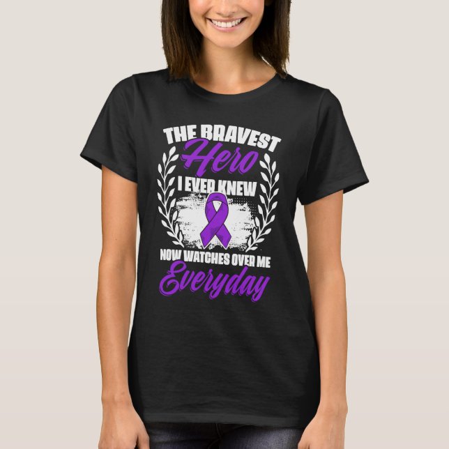 Camiseta Bravest Hero Ever Knew  Lupus Purple Ribbon Lupus  (Frente)