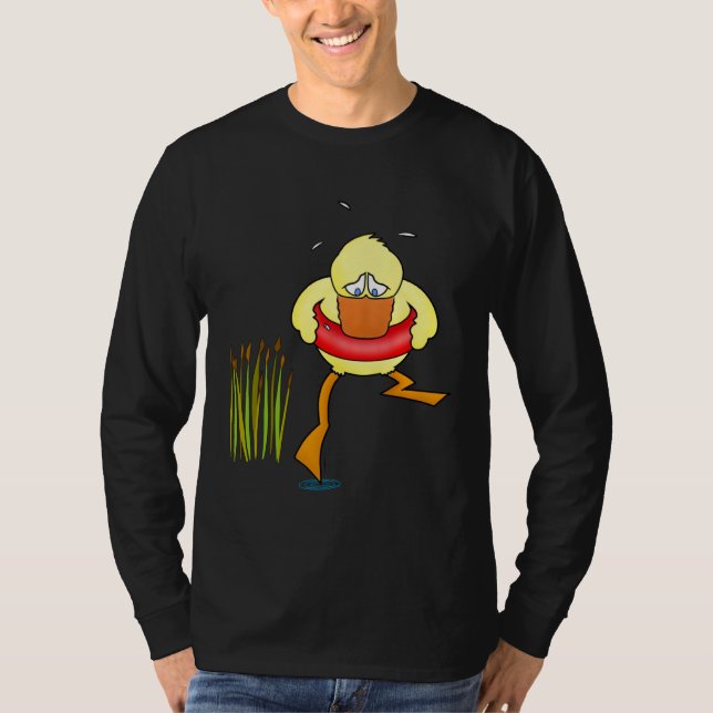 Camiseta Braving the waters cute and  duck bird swimming le (Frente)