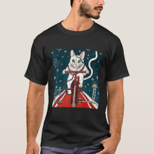 Camiseta Bravo Gato Andando de bicicleta no Japão