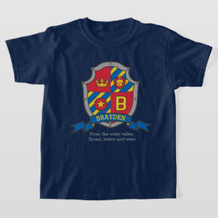 Camiseta Brayden boys B nome e significado escudo de cavale