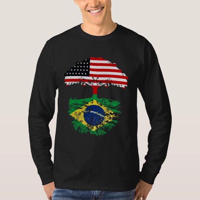 Camiseta Brazil Brasil Roots American Grown  For Men Women  (Frente)