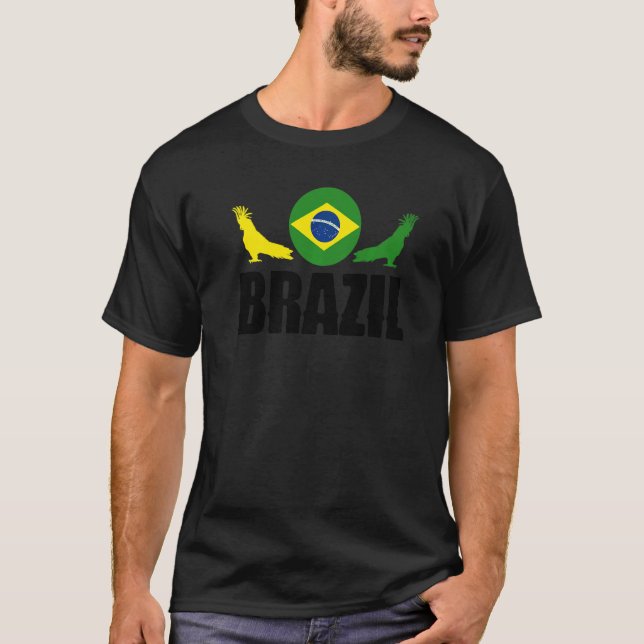 Camiseta Brazil Brazilian Brazil Flag National Animal Silho (Frente)