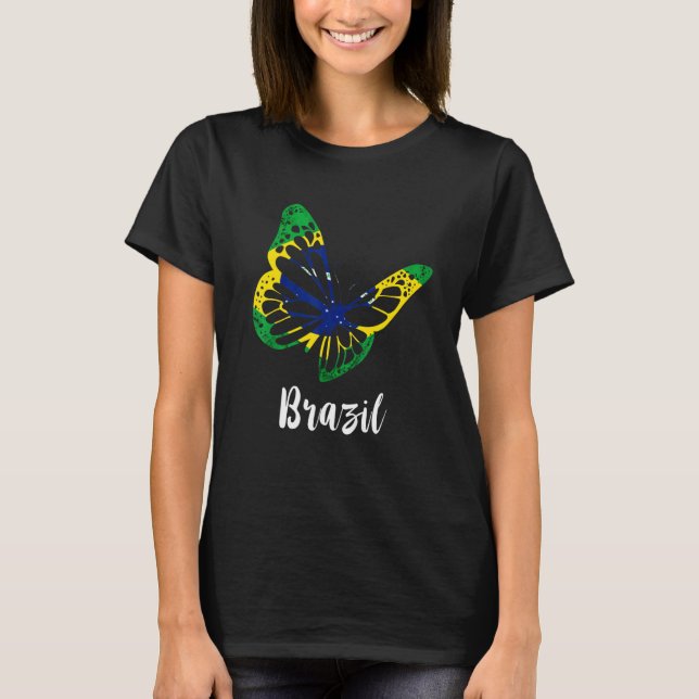 Camiseta Brazil Butterfly Hope Brazilian Flag Brazilian Pri (Frente)