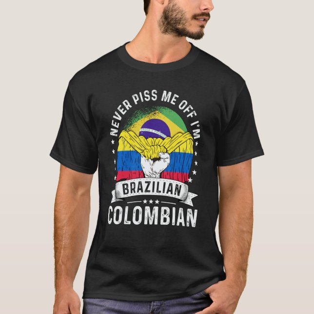 Camiseta Brazil Flag Colombia Grown  Humor Citizen Pride (Frente)