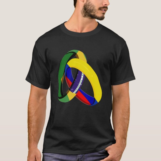 Camiseta Brazil Flag Colombia Grown Ring Marriage Wedding (Frente)