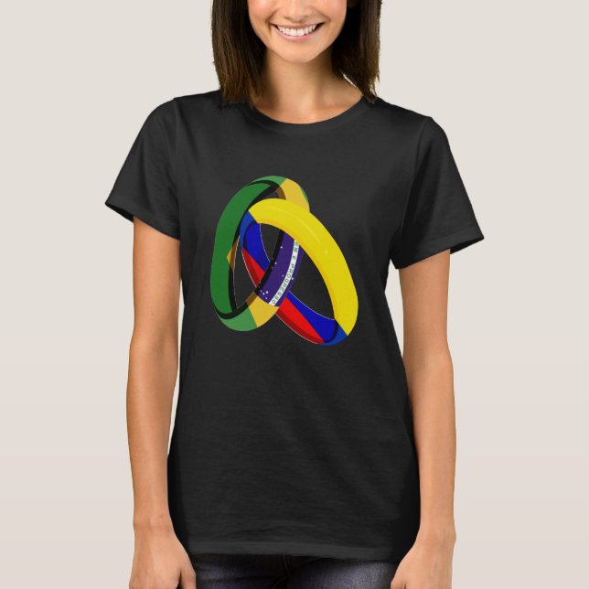 Camiseta Brazil Flag Colombia Grown Ring Marriage Wedding (Frente)
