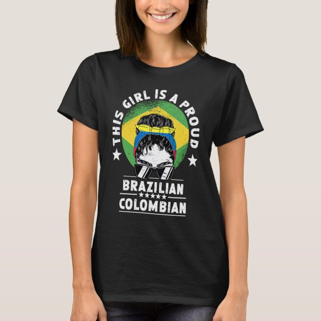 Camiseta Brazil Flag Colombia Grown Women Girl Citizen Prid (Frente)