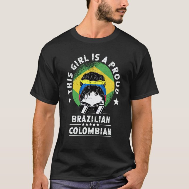 Camiseta Brazil Flag Colombia Grown Women Girl Citizen Prid (Frente)