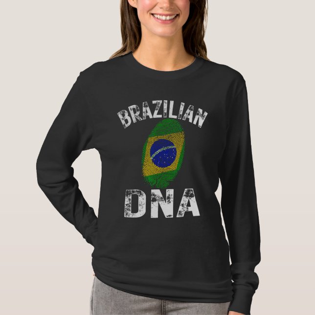 Camiseta Brazil Flag Fingerprint Brazilian DNA Soccer Footb (Frente)