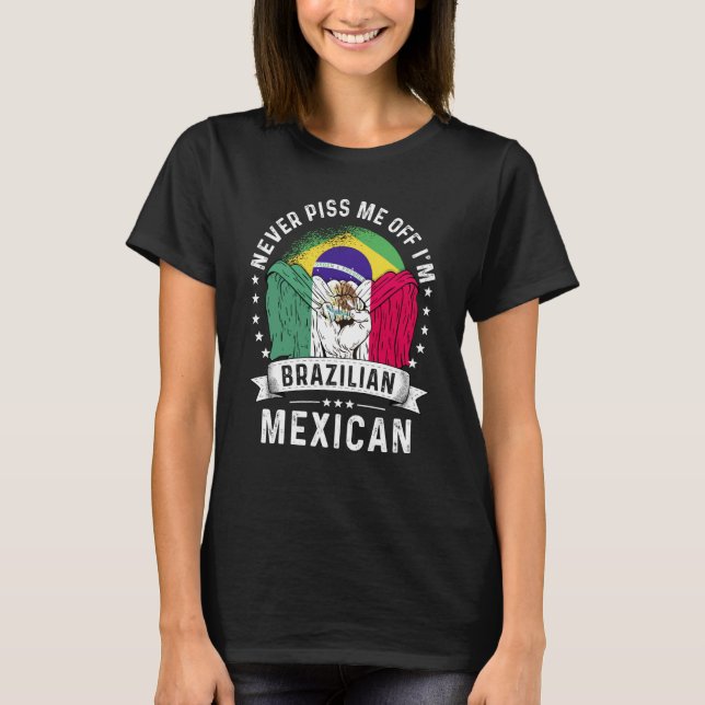 Camiseta Brazil Flag Mexico Grown  Humor Citizen Pride (Frente)