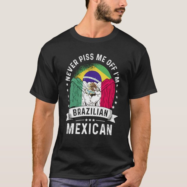 Camiseta Brazil Flag Mexico Grown  Humor Citizen Pride (Frente)