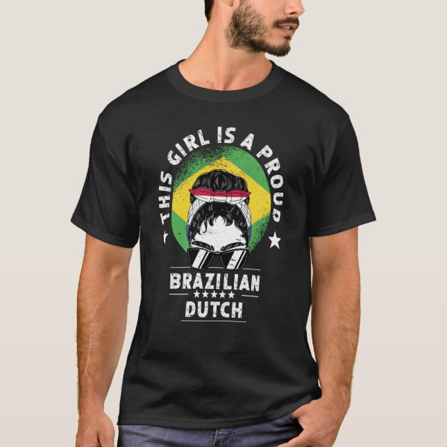 Camiseta Brazil Flag Netherlands Grown Women Girl Citizen P (Frente)