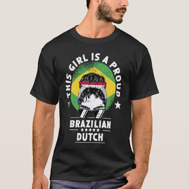 Camiseta Brazil Flag Netherlands Grown Women Girl Citizen P (Frente)