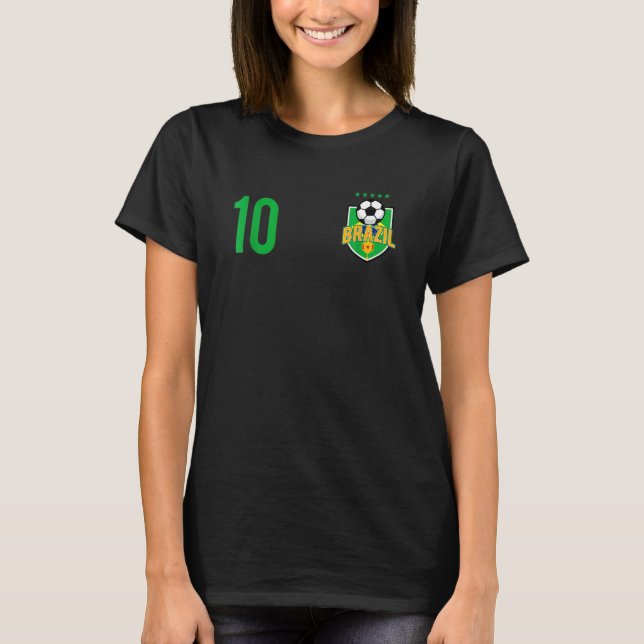 Camiseta Brazil Flag Soccer Ball Brazilian Football Number  (Frente)