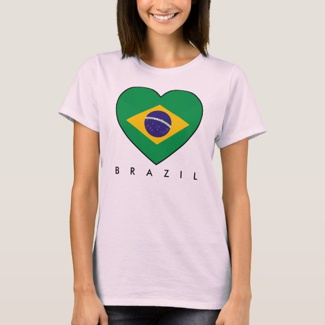 Camiseta Brazil Heart Brasil coração Soccer TShirt (Frente)