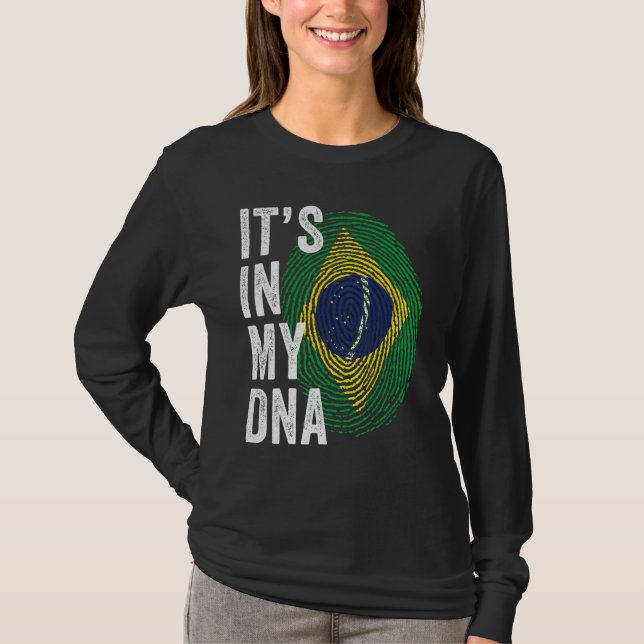 Camiseta Brazil It's In My DNA Brazilian Fingerprint Brazil (Frente)