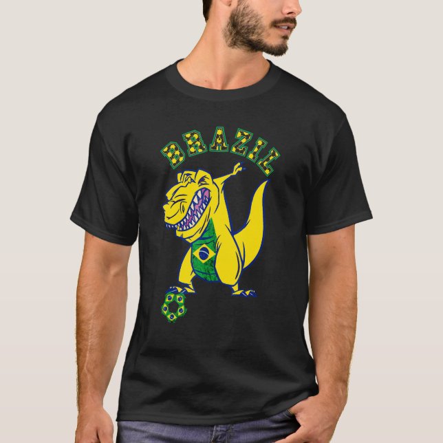 Camiseta Brazil Rex Dino Brazilian Soccer Player Brazilian  (Frente)