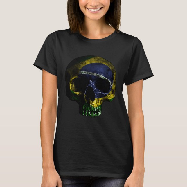 Camiseta Brazil Skull MMA Brazilian Jiu Jitsu BJJ (Frente)