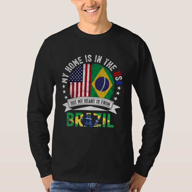 Camiseta Brazilian American Patriot Heart is from Brazil Fl (Frente)