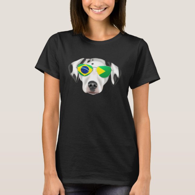Camiseta Brazilian Flag Dalmatian Dog Brazil Pocket (Frente)